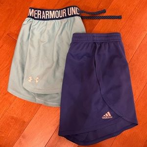 Under Armour & Adidas athletic shorts. Youth XL 14/16.